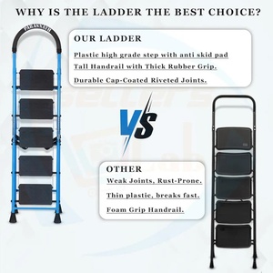 Đi công nghiệp 5-bước có thể gập lại Thép Màu Xanh nặng nhiệm vụ nhẹ chống trượt an toàn xử lý cao đạt căn hộ nền tảng thang - Product Image 3