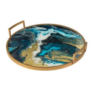 Set Of 2 High Standard Quality Metal Made <b>Black</b> Color Unique Designer Enamel Finishing Rectangular <b>Serving</b> <b>Tray</b> In Lowest Price - Product Image 2