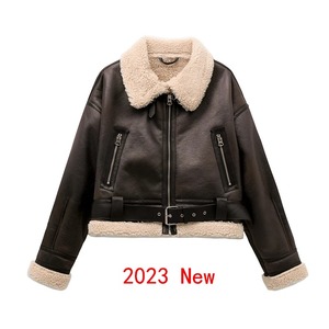 RARF 2024 nueva moda de mujer gruesa cálida chaqueta de piel de imitación abrigo Vintage manga larga cinturón dobladillo prendas de vestir exteriores femeninas - Product Image 1