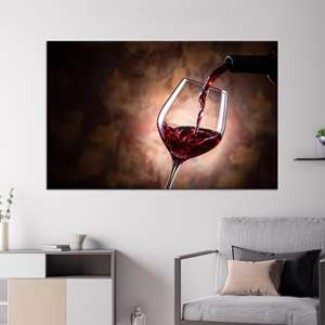 Printed Canvas Art: Modern <b>Red</b> <b>Wine</b> <b>Glass</b> Design for Kitchen Decor,WRAPPED CANVAS - Product Image 1
