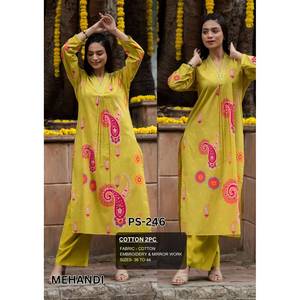 Hermoso 100% algodón Shalwar Kameez para mujeres indias ropa de fiesta con espejo trabajo Cordset bordado para bodas festivales - Product Image 1