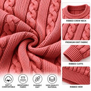 Suéter de cuello redondo estructurado para hombre con textura de cable trenzado y cintura acanalada, tejido personalizado, venta al por mayor de fábrica, etiqueta privada - Product Image 5