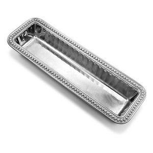Bandeja de metal de aluminio vintage personalizada con acabado dorado Bandeja de servicio ecológica con asas de mármol - Product Image 6