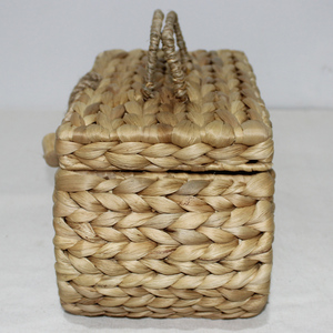 Panier de rangement en jacinthe d'eau tissé à la main, écologique, avec poignée et fermeture sécurisée du couvercle, pour la maison et le bureau - Product Image 2