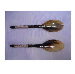 Juego de Cubiertos de Cuerno de la Mejor Calidad, Servidor de Ensaladas con Afilador, Utensilios de Cocina de Cuerno de Alta Calidad, Servidor de Ensaladas de Cuerno - Product Image 2