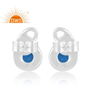 Nuevo diseño de plata de ley fina turquesa Natural piedra preciosa Stud pendiente joyería para mujer regalo para ella - Product Image 4