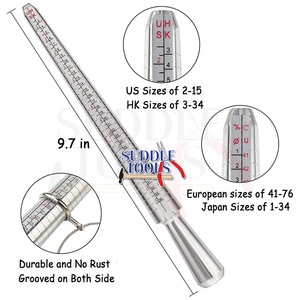 ANNEAU DE DOIGT EN MÉTAL ALUMINIUM TAILLE BÂTON DE MESURE OUTIL DE MESURE À L'INTÉRIEUR DU RAYON JAUGE 4 NORMES US JP EUR HK NUMÉROTÉ - Product Image 2