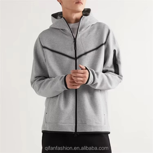 Custom Arm Pocket Soft Shell Tech Fleece Slim Fit Workout Gym Sports Running Hoodie for Men Autumn - Product Image 2