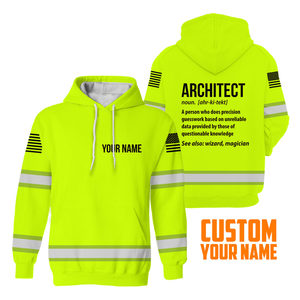 Offre Spéciale Hi Vis Hoodie Architecte Définition Jaune Nom Personnalisé Logo Entreprise Sécurité Vêtements De Travail Réfléchissant À Manches Longues Hoodies - Product Image 2