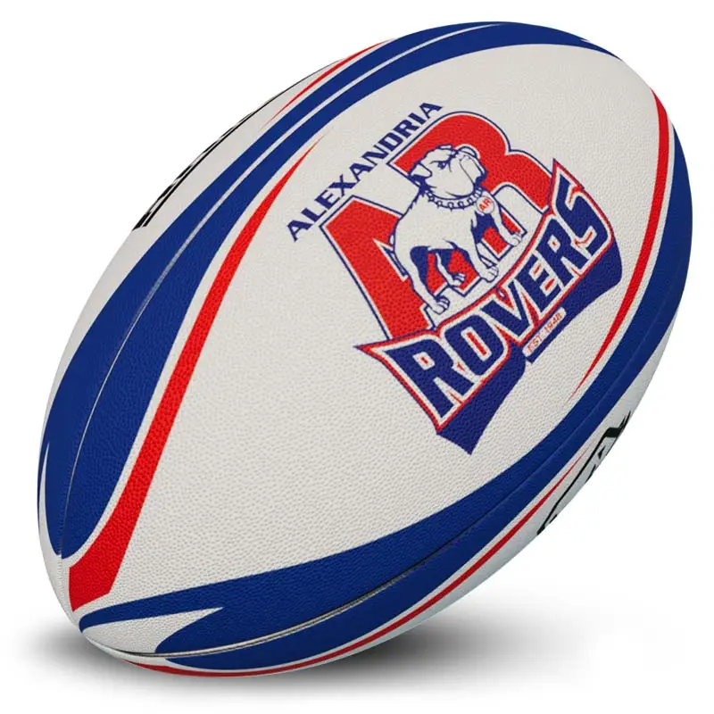 Pegangan penuh Ukuran Resmi 5 bola pertandingan Rugby Logo kustom karet sintetis paling tahan lama bola Rugby pertandingan Pro dengan harga grosir