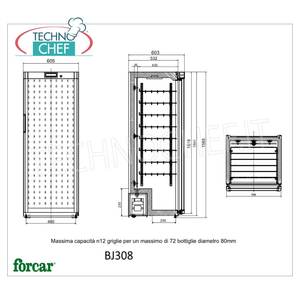 Cave à vin électrique Forcar en acier inoxydable, réfrigération statique pour 72 bouteilles, plage de température +5/+18°C, modèle pour la maison et l'hôtel - Product Image 3