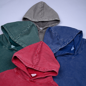 Sweat-shirt à capuche oversize pour homme, marque privée, couleur unie, en coton French Terry, décontracté, pour l'automne, effet délavé à l'acide - Product Image 3
