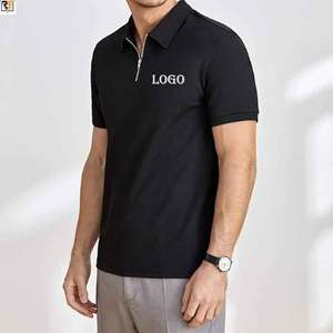 casual wear zipper POLO shirt printed logo on chest 90%<b>polyester</b> 10%spandex breathable man golf polo <b>tshirt</b> shirts custom logo - Product Image 4