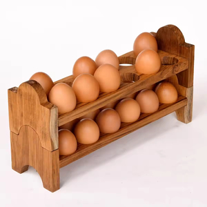 Wooden <b>Egg</b> Holder Household Expensive Wood Brown Color <b>Egg</b> Holder Rack for Hotel and Home Simple Design New Style 2 Tier Stand - Product Image 1