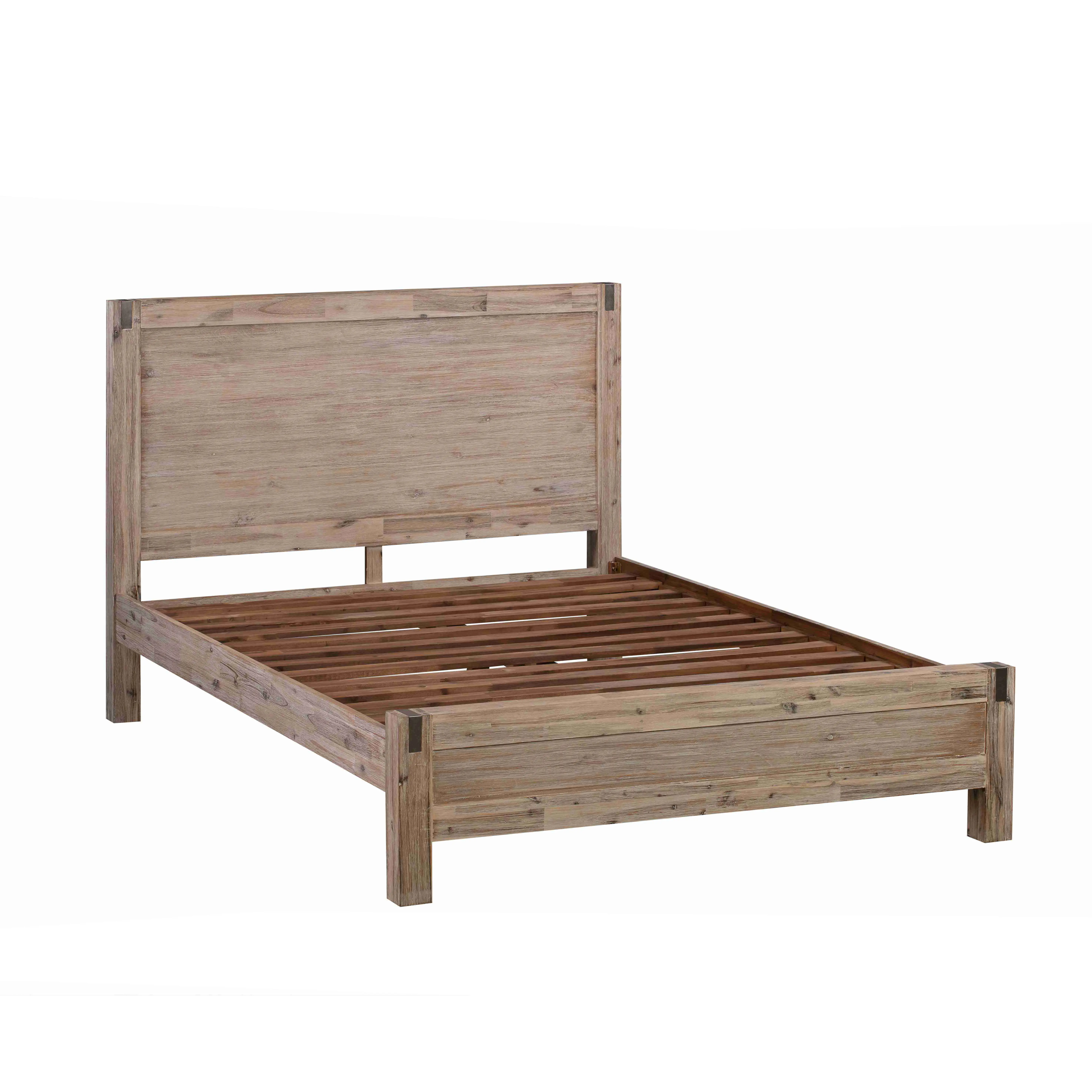Made in Vietnam Acacia Distressed European Wooden Beds for Bedroom
