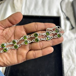 สร้อยข้อมือเงินสเตอร์ลิง925สร้อยข้อมือเพทายเพอริโดสร้อยข้อมือทำมือสร้อยข้อมือกำไลข้อมือเพอริดอทสายรัดข้อมือหิน8ชิ้น - Product Image 2