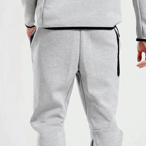 Chándal para hombre algodón poliéster gris brezo tecnología polar cremallera completa Sudadera con capucha conjunto Jogger - Product Image 2