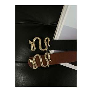Ceinture pour femme à boucle serpent, 2 pièces, pour pantalon, veste, robe, chemise - Noir-brun - Product Image 1