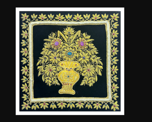 Zari bordado colgante de pared bordado a mano Zari resina flores decoración del hogar regalo Función de jarrón de pared - Product Image 2