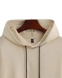 Sudadera con Capucha Beige Lisa Unisex, Sudadera Informal de Forro Polar con Capucha y Bolsillo Tipo Canguro, Ropa de Calle Abrigada para Invierno - Product Image 4