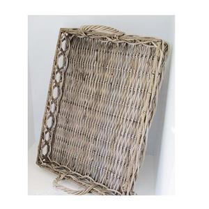 Vente en gros plateau de petit-déjeuner rectangulaire en rotin tissé festonné plateau de service en rotin de luxe en osier fait à la main herbe de mer d'Inde - Product Image 1