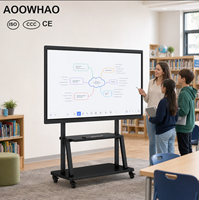 AOOWHAO 4K 55 65 75 86 98 Inch Papan Tulis Interaktif Layar Datar Pintar 4K Papan Tulis Digital untuk Ruang Kelas dan Ruang Rapat