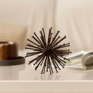 Elegante hierro oxidado Metal Starburst escultura Spike geométrico erizo decoración bola para estanterías mesas sala de estar hogar decorativo - Product Image 1