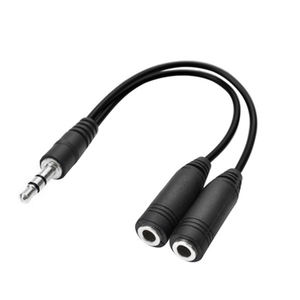 Cable de audio Jack de 3.5 mm, 20 cm, negro, LCB-74, divisor y convertidor de audio macho a hembra, 2*3.5 mm - Product Image 1
