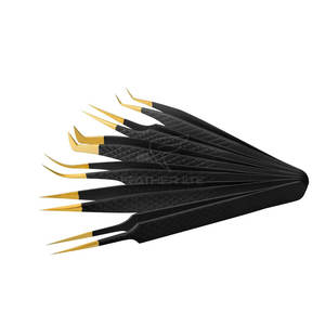 Kit de pinzas para pestañas de extensión de pestañas con puntas finas para trabajos delicados Kit de pinzas para pestañas con diseño fácil de usar - Product Image 4