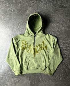 เสื้อครอปผู้ชายสไตล์สตรีทแวร์ผ้าฟรินซ์เทอร์รี่รุ่นครอปแอซิดแอซิดปักลาย - Product Image 4