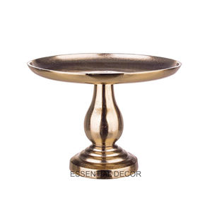 Antique Gold Top Quality Decorating Aluminum Food Serving Bowl With Antler Handles & Stand Base - Product Image 3