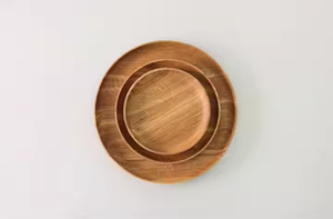 Plato de madera seguro, atemporal, duradero, ecológico, perfecto para todos los platos, juego de artesanía de media luna - Product Image 2