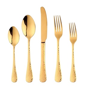 Flatware Cutlery Set of 5 Hammered Handle With Food Safe Lacquer High Quality Mirror Polish Best Quality at Best Price - Product Image 1