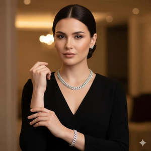 สร้อยเทนนิส, เงินแท้ 925 ขนาด 6.5 มม. - ชุบแพลตตินัม, เพชรโมอิสซาไนต์ พร้อมใบรับรอง GRA VVS1 - D - Product Image 4
