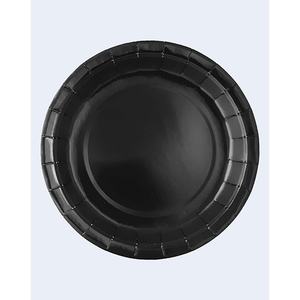 Platos de Papel Negros para Fiesta, 23 cm, Desechables, Paquete de 12 Unidades - Product Image 1