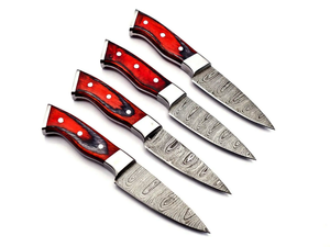 ชุดมีดเชฟ5ชิ้นทำด้วยมือทำจากเหล็กกล้าคาร์บอนพร้อมด้ามจับไม้ pakka บรรจุภัณฑ์แบบกำหนดเอง - Product Image 3