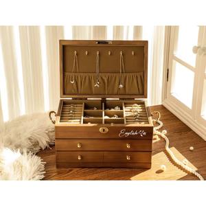 Joyero de madera de lujo con cajón organizador elegante para collares pulseras pendientes y relojes al por mayor de La India - Product Image 2