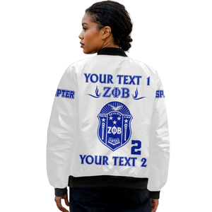 Zeta Phi Beta <b>Womens</b> Greek Apparel Woolen Coated <b>Jacket</b> Blue <b>White</b> 1920 ZPB Sorority Shield Front Premium Varsity Wear - Product Image 5