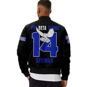 Chaqueta Azul Satinada Phi Beta Sigma 1914, Estilo Universitario de la Fraternidad Griega Big Sigma, Ropa Universitaria Personalizada de Alta Calidad - Product Image 2