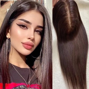 Topper de Cabello Humano con Base de Seda al por Mayor, con Clip, Cabello Remy Atado a Mano, Aspecto Natural, para Mujeres con Cabello Fino - Product Image 3