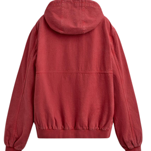 Sweat-shirt à capuche vintage rouge unisexe en coton molletonné, vêtement d'extérieur décontracté, style streetwear d'hiver, fermeture éclair intégrale, vente en gros - Product Image 6