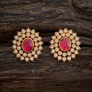 Pendientes de aro vintage de plata con circonitas engastadas, estilo religioso, de acero inoxidable, con patrón floral, para boda - Product Image 2