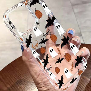 Custodia personalizzabile per telefono cellulare con pipistrello di Halloween per iPhone 16 Air Pro Max 14 7 Plus Cover posteriore trasparente in TPU Coque popolare - Product Image 1