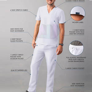 Conjunto de Uniforme Médico de Algodón para Hombre Active Fit, Transpirable, Elástico, Ultraligero, Diseño Ecológico, Construcción Cómoda, Alta Calidad para Hospital - Product Image 3