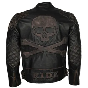 2023 Customized New Fashion Men Leather Jacket Best Design High Quality Chest Big Pockets Brown Leather Jacket