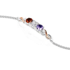 Jeulia Custom <b>Infinity</b> Two-Tone Three Birthstones Crystal <b>Bracelet</b> - Product Image 2