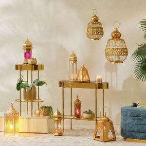 Lanternes à bougies en verre et métal marocaines faites à la main, forme hexagonale, verre coloré, design moderne, décorations de Noël pour la maison - Product Image 4