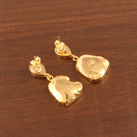 Boucles d'oreilles pendantes plaquées or 18 carats de haute qualité géode noire naturelle Druzy Mohave rubis cuivre Turquoise Double pierre goutte mariages