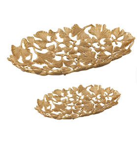 Pays rond plats et assiettes en aluminium métal forme ronde plaqué or bol feuille Design fantaisie moderne maison bol décoratif - Product Image 2