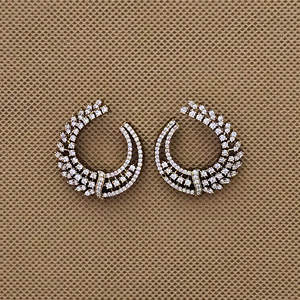 Pendiente clásico de Zirconia cúbica Popular de nueva moda con chapado en rodio de 2 tonos Mehndi - Product Image 2